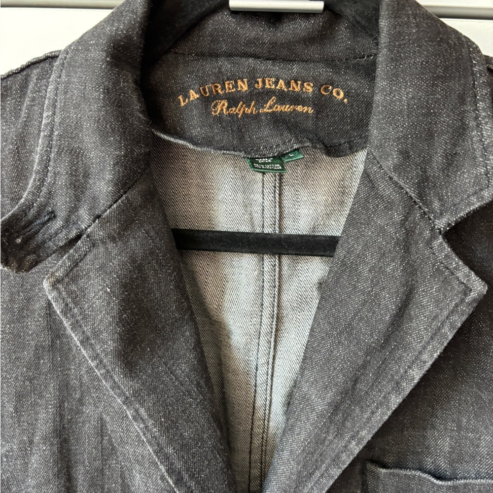 Vintage Lauren Jeans Co. Women's Charcoal Denim Blazer - Picture 4 of 11